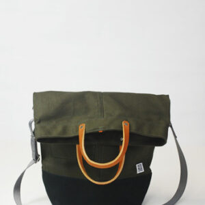 Upright tote - Army body/black bottom/grey strap